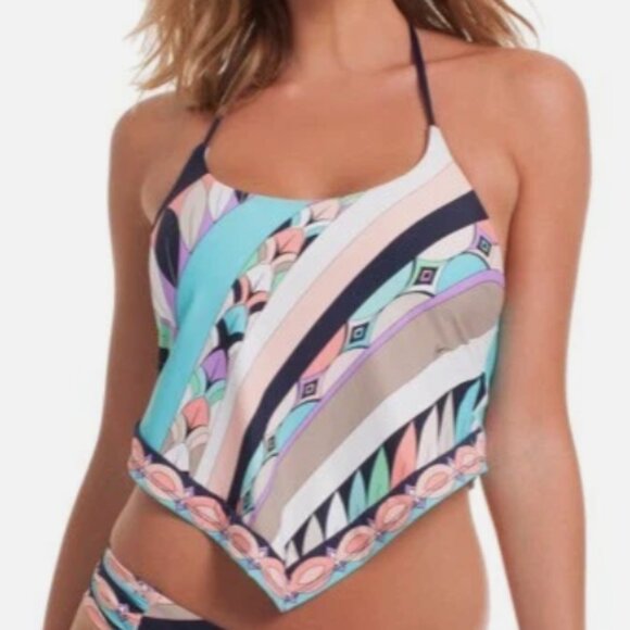 Trina Turk Halter Electric Wave Tankini Swimsuit Top Women's 4 NWT - Picture 2 of 12